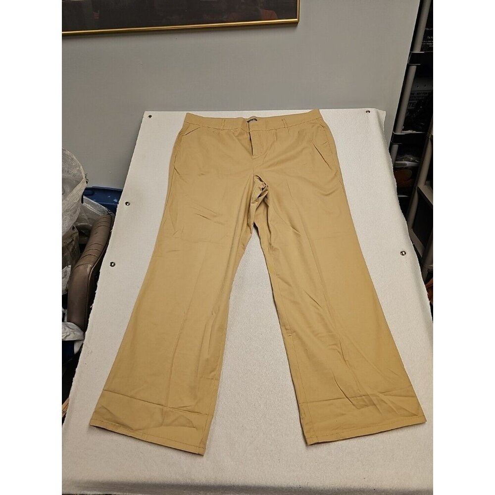 Martha Stewart Women's Brown Chino Wide Leg Flat Front Pants Solid 22W Loose